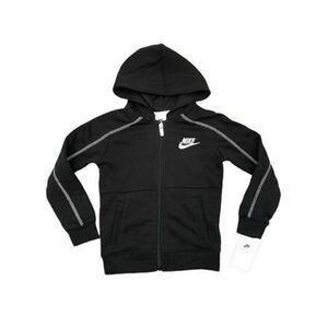 Nike Little Kids Zip Up Logo Embroidery Hoodie Black Size 4
